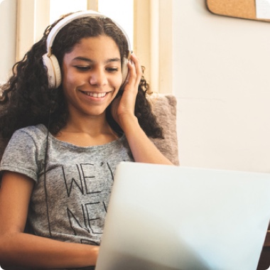 Student attending a virtual classroom Student attending a virtual classroom