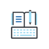 Illustration of a keyboard, a notebook and a pen Illustration of a keyboard, a notebook and a pen