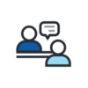 Illustration of 2 people talking Illustration of 2 people talking