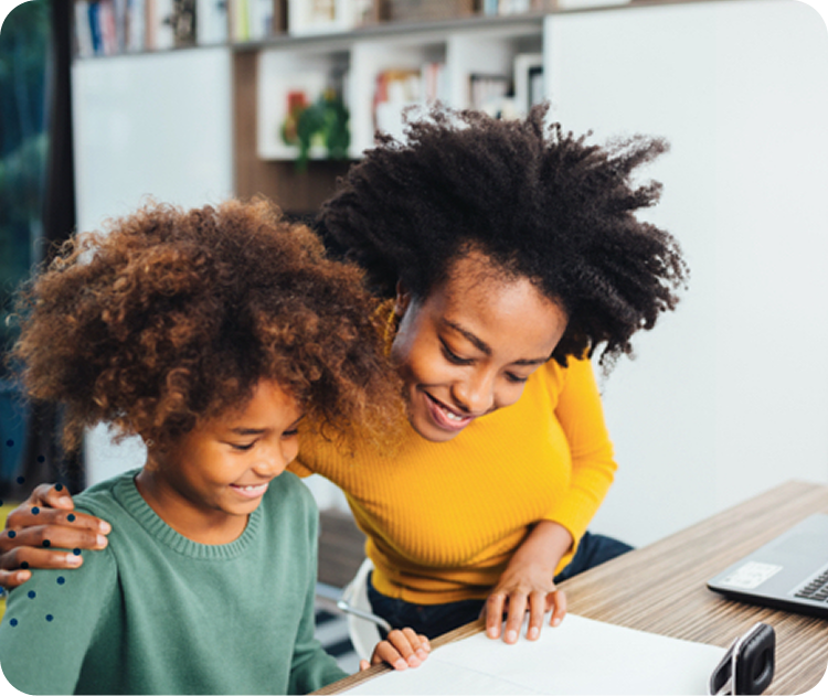 Mother and her child reading