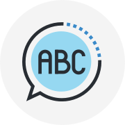 Bubble speech with the letter abc inside Bubble speech with the letter abc inside