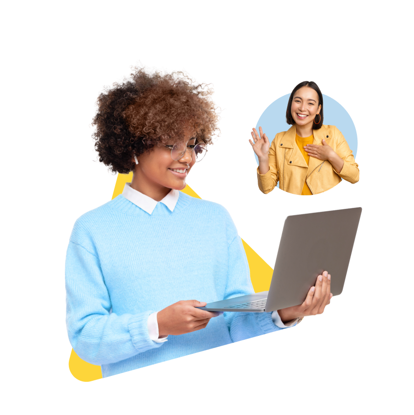 Student holding a laptop