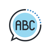 Letters inside a bubble chat icon Letters inside a bubble chat icon